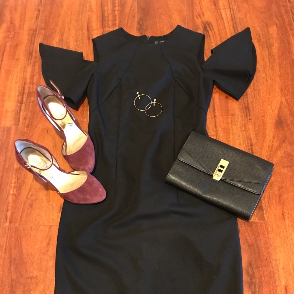 Zara basics black dress